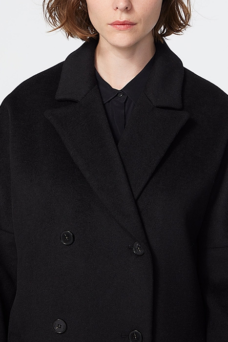 BLACK WOOL-BLEND CLOTH LONG COAT BLACK 5