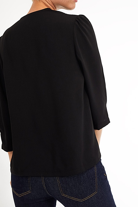 BLACK EYELET EMBROIDERY V-NECK TOP 2