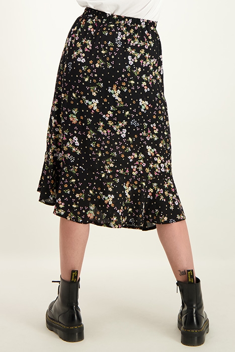 Black midi skirt with flowers 4