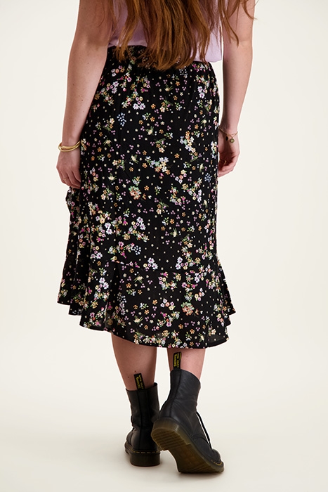 Black midi skirt with flowers 6