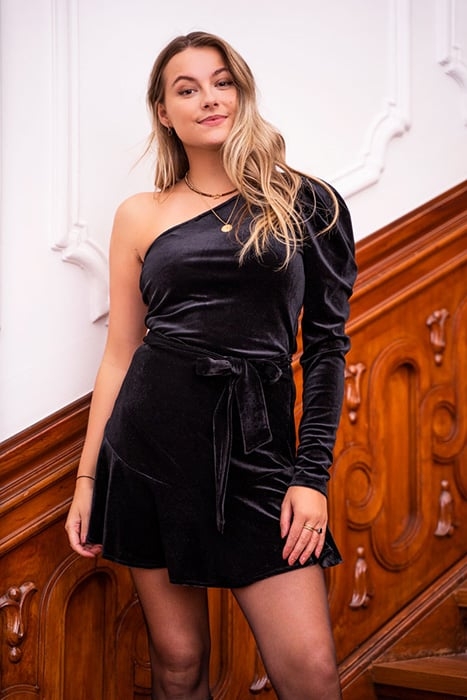 ZWARTE VELVET SKORT MET CEINTUUR BLACK BLACK 5