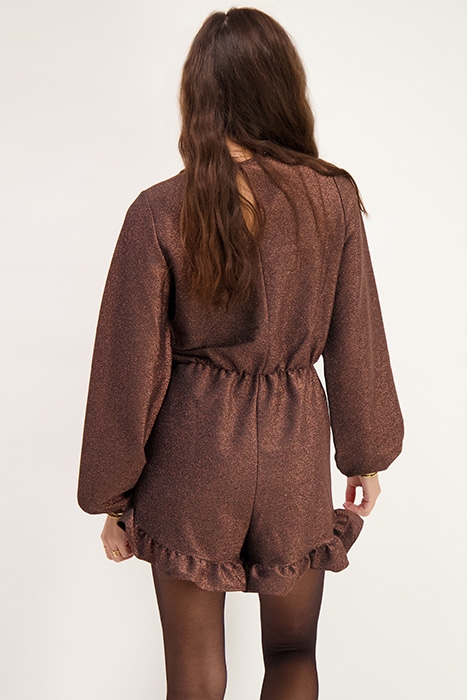 BRUINE GLITTER PLAYSUIT MET RUFFLES BRONZE BRONZE 2