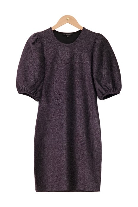 ZWARTE GLITTER JURK MET POFMOUW BLACK BLACK 1