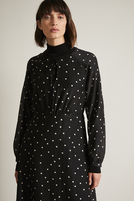 KLEID MIT SCHNÜRUNG PRINT PRETTY DOTS / BLACK 3