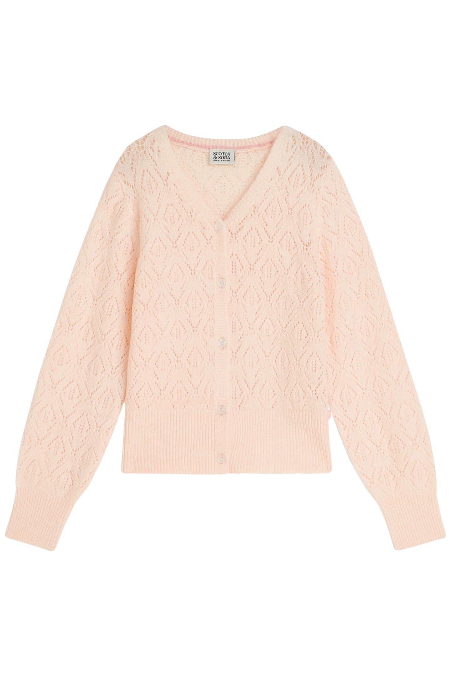 GIRLS POINTELLE SWEATER KNIT CARIDGAN NATURAL 1
