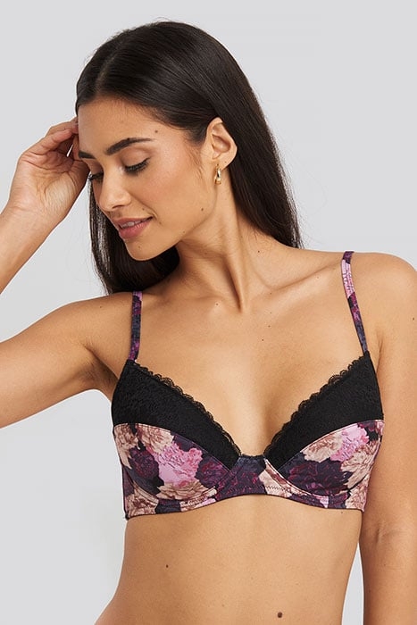 ALL OVER PINK FLOWER CUP BRA FLOWER PRINT 1