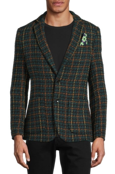 BOUCLE BLAZER IN YARN-DYED CHECK PATTERN COMBO B 2