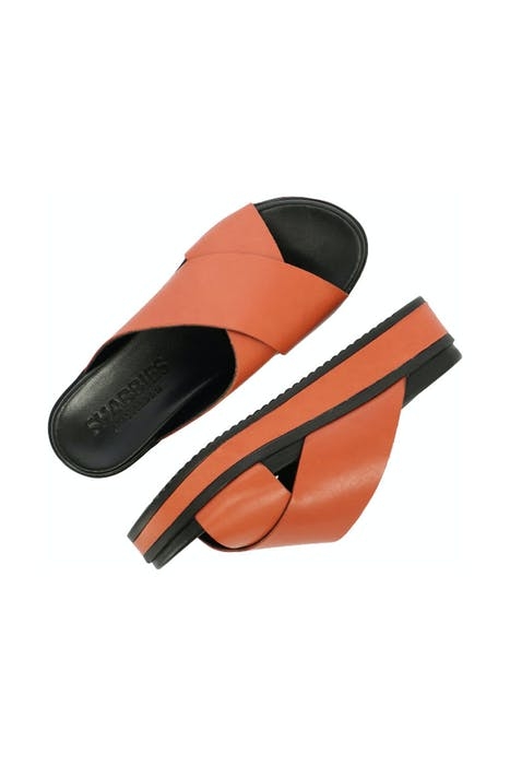 SLIPPER WITH COVERED WEDGE SOFT NAPPA LEATHER BRICK BROWN 4