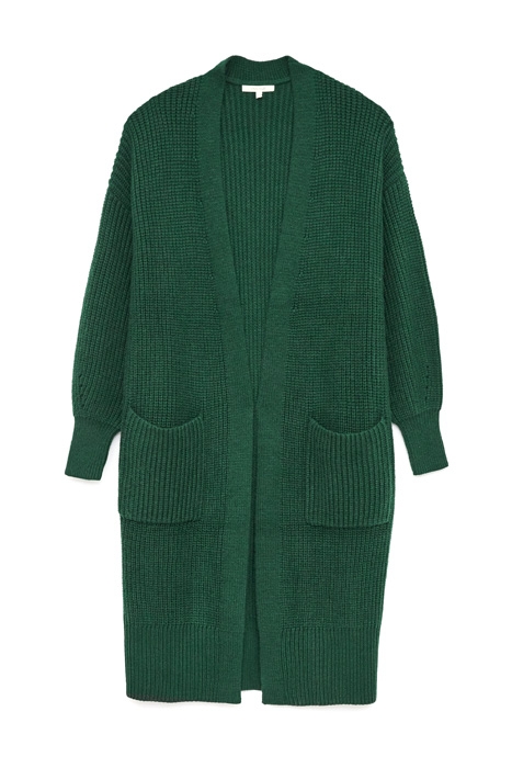 BETTY LONGLINE RIB CARDI DK GREEN 1