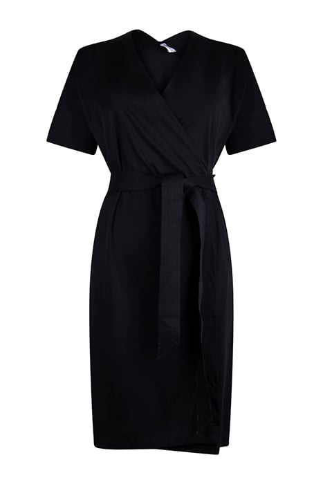 BELTED WRAP DRESS BLACK 1