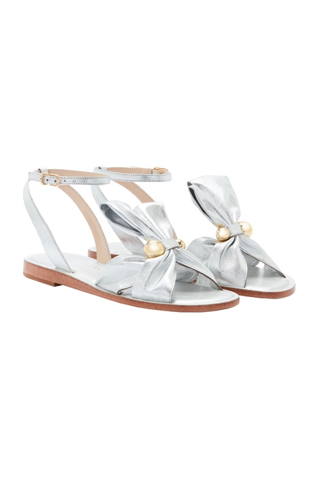 BONNIE BOW FLAT SANDAL SILVER & CHAMPAGNE 1