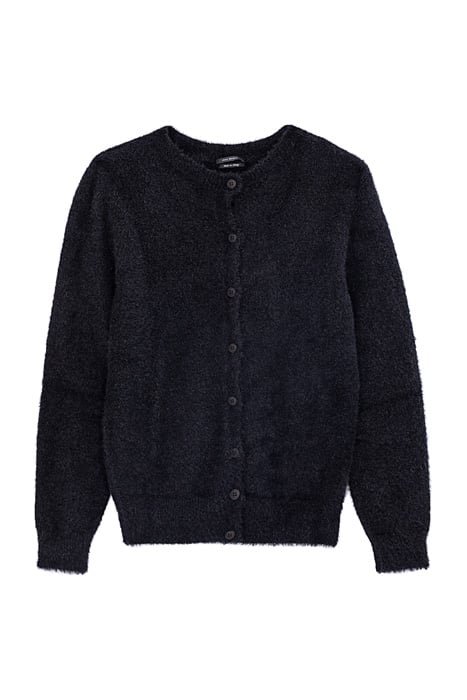 BLACK FLUFFY HAIRY DECORATIVE CARDIGAN BLACK 1