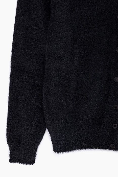 BLACK FLUFFY HAIRY DECORATIVE CARDIGAN BLACK 3