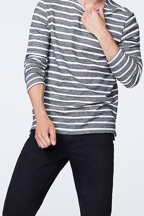 BLACK WITH ECRU STRIPES SWEATSHIRT 1