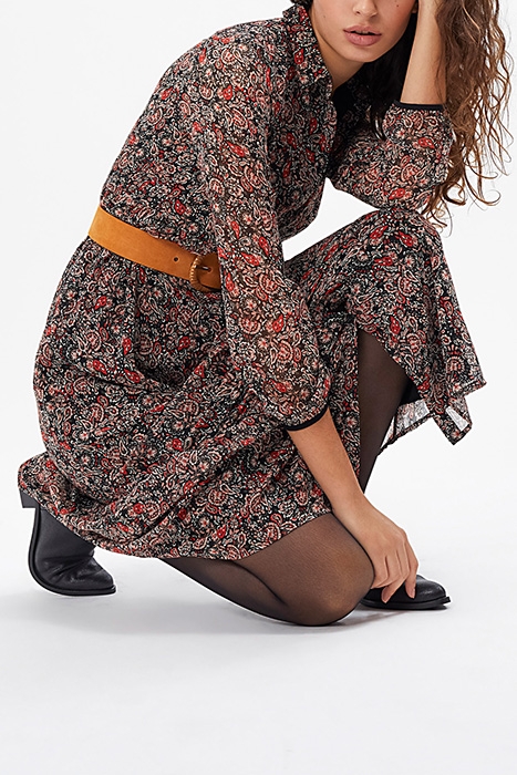 BLACK BOHO PAISLEY PRINT LONG DRESS 4