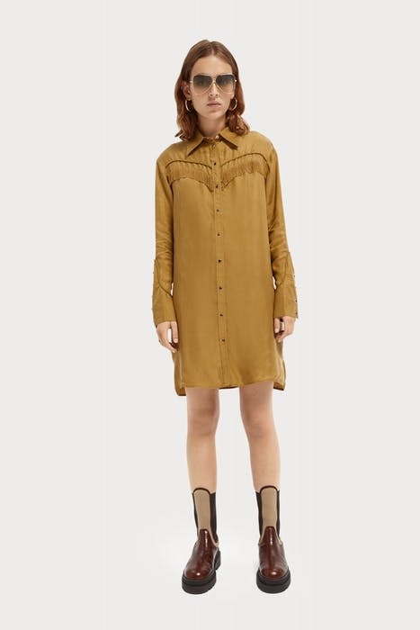 SHIRT-DRESS WITH WESTERN DETAILS KHAKI 6