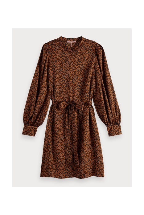 PRINTED DRESS WITH WAIST TIE AND VOLUMINOUS SLEEVE COMBO D 1