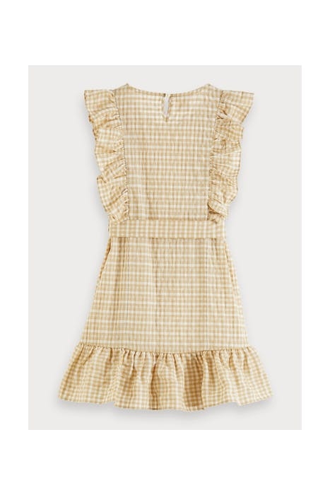 SHORT SEERSUCKER YARN DYE STRIPE RUFFLE DRESS COMBO M 2