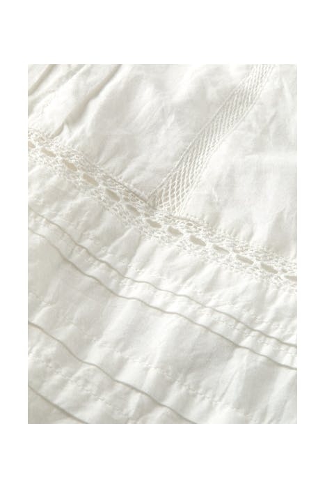 LONG SLEEVE MIDI DRESS WITH RUFFLES AND LACE TAPES OFF WHITE 3