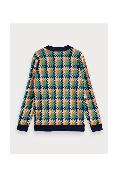 HIGH CREWNECK PULL WITH JACQUARD CHECK PATTERN COMBO B 2