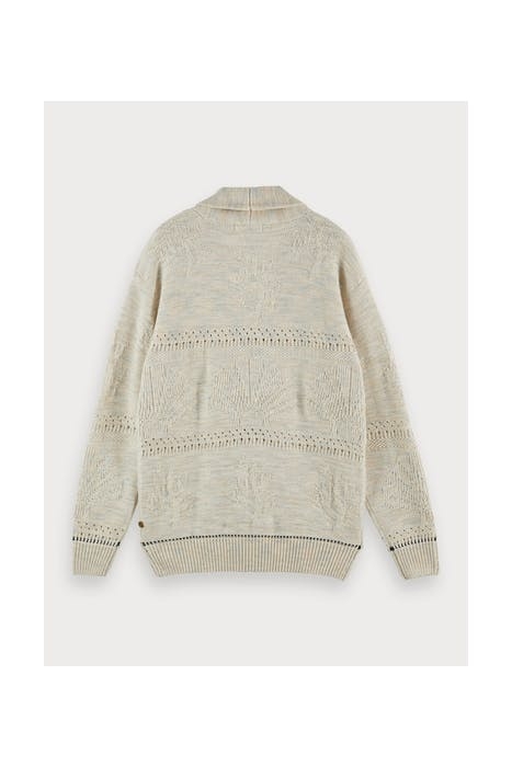 RELAXED BEACH CARDIGAN IN STRUCTURED JACQUARD KNIT SAND MELA 2