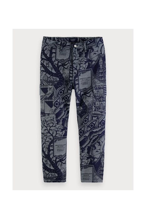 AMS BLAUW STORYTELLER INDIGO JACQUARD CARGO PANT COMBO A 1
