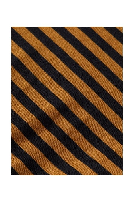 JERSEY A-LINE DRESS WITH GATHERED LAYERS IN YARN DYE STRIPE 3