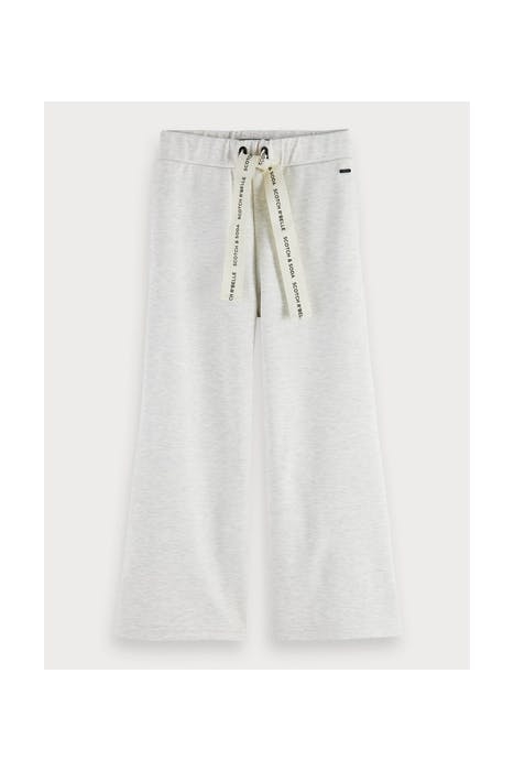 WIDE LEG CROPPED SWEAT PANTS WITH BRANDED WAIST CORDS ECRU M 1