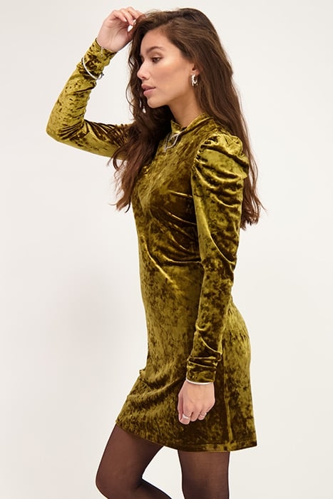 GROENE VELVET JURK MET OPEN RUG GREEN GREEN 6