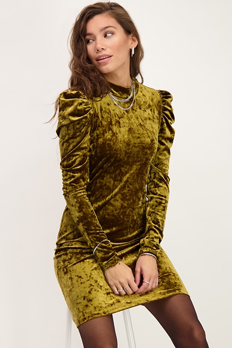 GROENE VELVET JURK MET OPEN RUG GREEN GREEN 5