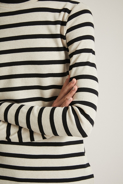 STREIFENKLEID GOTS BLACK / BEIGE MELANGE 4