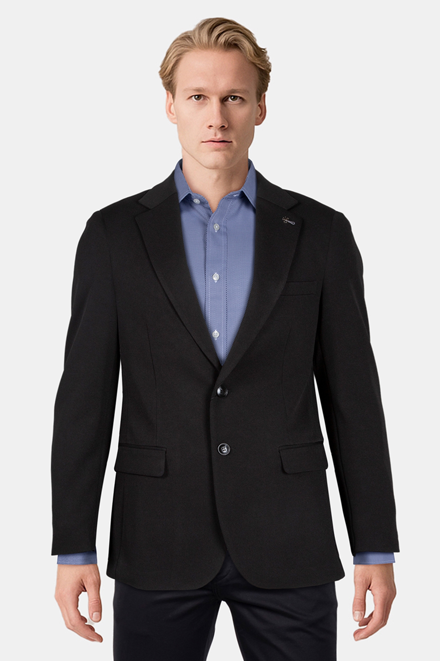 2 BUTTON JACKET TEXTURED KNIT BLACK 1