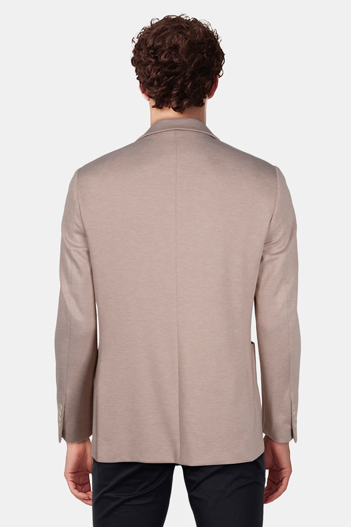 2 BUTTON JACKET JERSEY KNIT PATCH POCKETS TAN 2