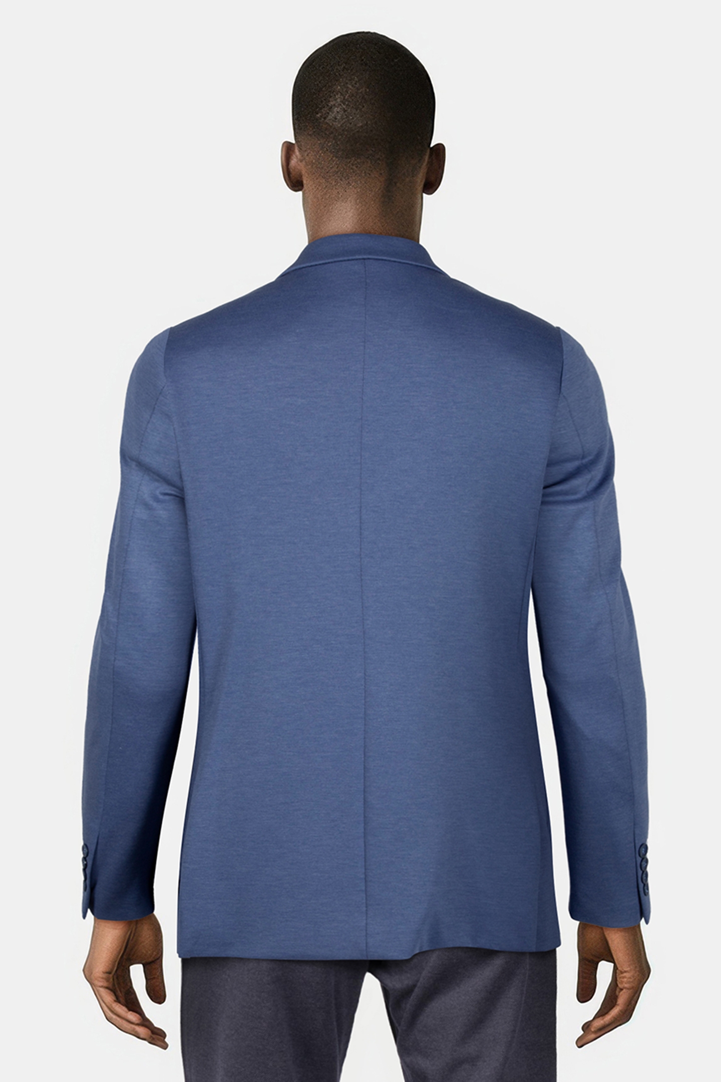 2 BUTTON JACKET JERSEY KNIT PATCH POCKETS BLUE 2